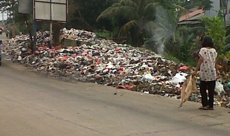 Tumpukan sampah liar sepanjang hampir 25 meter di Jalan Raya Citayam, Depok