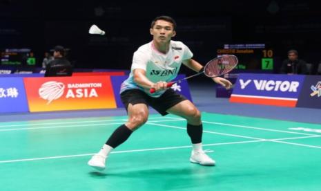 Tunggal putra Indonesia, Jonatan Christie, berlaga di babak 16 besar Kejuaraan Bulu Tangkis Asia (BAC) 2024 di Ningbo, China, Kamis (11/4/2024).