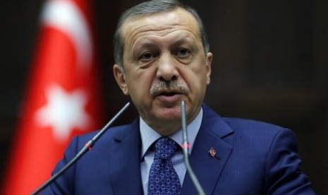 Turkey's Prime Minister Tayyip Erdogan addresses members of parliament from his ruling AK Party (AKP) during a meeting at the Turkish parliament in Ankara February 18, 2014.