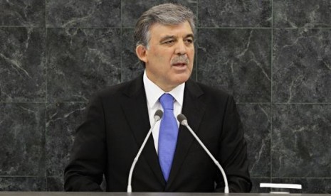 Turkish President Abdullah Gul addresses the 68th United Nations General Assembly in New York, September 24, 2013.