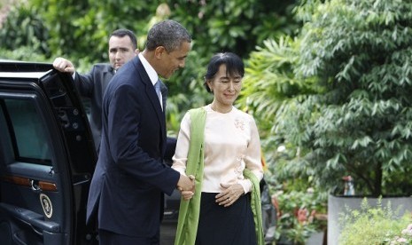 Presiden AS Barack Obama dan Pemimpin Myanmar Aung San Suu Kyi