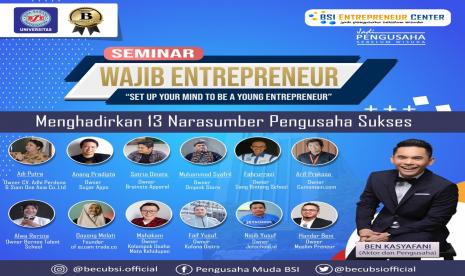 UBSI akan menggelar seminar entrepreneur pada tanggal 12-22 Oktober 2020. 