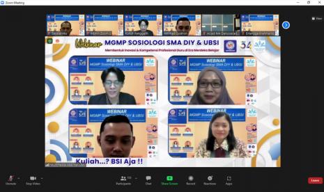 UBSI berkolaborasi dengan MGMP Sosiologi DIY menggelar webinar nasional, Selasa (20/4/2022).