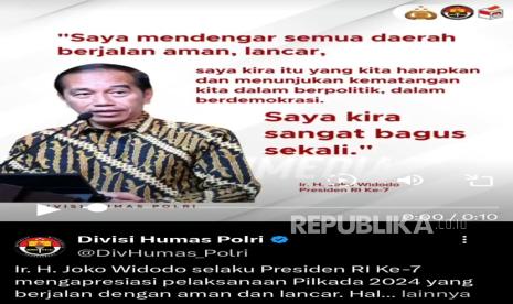 Ucapan apresiasi Presiden ke-7 RI Ir H Joko Widodo (Jokowi) terkait pelaksanaan Pilkada Serentak 2024, yang kemudian dihapus setelah diserbu warganet.