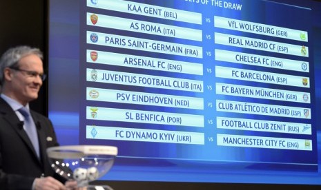 Pengundian 16 Besar Liga Champions 2015 di Markas UEFA di Nyon, Swiss, Senin (14/ 12). 