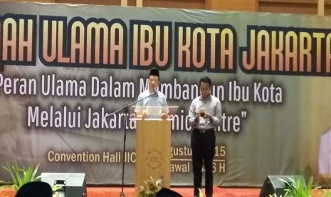 Ulama dari Cina, Syekh Abu Bakar, tampil pada Halaqah Ulama Ibukota Jakarta, di Convention Hall Jakarta Islamic Centre (JIC) Jakarta, Rabu (12/8).