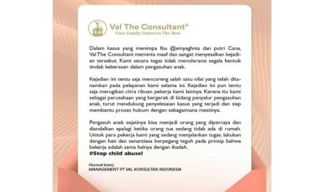 Unggahan Val The Consultant yang diduga menjadi penyalur pengasuh Emy Aghnia.