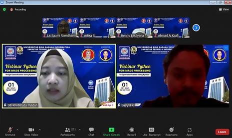 Universitas Bina Sarana Informatika menggelar webinar Python for Image Processing bertajuk ‘Image Classification using Python’ berlangsung pada Jumat (1/10)