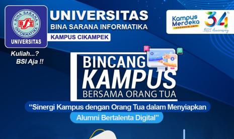 Universitas BSI (Bina Sarana Informatika) Kampus Cikampek, akan menggelar kegiatan Bincang Kampus bersama Orang Tua (BKOT). BKOT akan berlangsung pada Ahad, 17 Juli 2022 mendatang, pukul 09.00-11.30 Wib bertempat di Aula Universitas BSI kampus Cikampek.