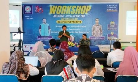 Universitas BSI (Bina Sarana Informatika) Kampus Yogyakarta sukses menyelenggarakan Workshop AI dengan tema Pemanfaatan Aplikasi Canva dengan Bantuan AI untuk Membuat Media Pembelajaran. Acara berlangsung di Wisma BSI Yogyakarta. Workshop ini dihadiri oleh lebih dari 50 guru SMA/SMK di Daerah Istimewa Yogyakarta, Rabu, (28/2/2024).