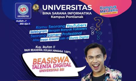 Universitas BSI (Bina Sarana Informatika) sebagai kampus digital turut mendukung upaya pemerintah dalam hal mencetak SDM talenta digital yang unggul dengan beasiswa talenta digital.