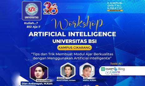 Universitas BSI Cikarang siap gelar workshop Tips & Trik Membuat Modul Ajar Berkualitas dengan Menggunakan Artificial Intelligence.