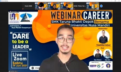 Universitas Nusa Mandiri kampus Margonda menggelar webinar bertajuk Dare to be a Leader, Sabtu (19/6).