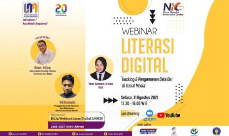 Universitas Nusa Mandiri (UNM) akan menggelar webinar literasi digital, Selasa (31/8).