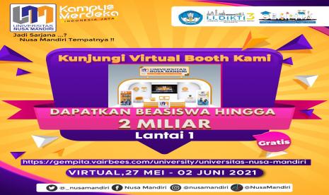 Universitas Nusa Mandiri (UNM)  hadir di Gebyar Pameran Pendidikan Tinggi Jakarta (Gempita)   2021 yang diadakan pada 27 Mei - 2 Juni 2021.