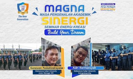 Universitas Siber Indonesia atau Cyber University akan segera menggelar kegiatan Pengenalan Kehidupan Kampus bagi Mahasiswa Baru (PKKMB). PKKMB dari Kampus Fintech (Financial Technology) pertama di Indonesia tersebut berisi kegiatan Masa Pengenalan Akademik (MAGNA) dan Seminar Energi Kreasi (SINERGI) yang bertajuk Build Your Dream.