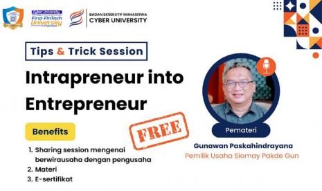 Universitas Siber Indonesia atau Cyber University yang dulunya bernama BRI Intitute, akan menghadirkan pengusaha makanan sukses dalam kegiatan Tips and Trick Session (TTS) Wirausaha. Ia adalah Gunawan Paskahindrayana, selaku pemilik usaha Siomay Pakde Gun.