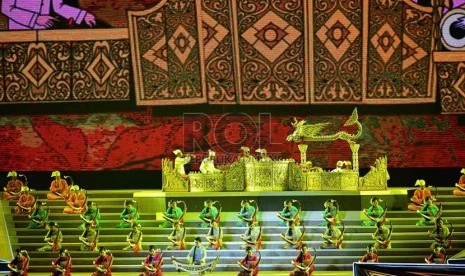 Upacara pembukaan SEA Games ke-27 di Wunna Theikdi Sport Stadium, Naypyitaw, Myanmar, Rabu (11/12).  (Republika/Edwin Dwi Putranto)