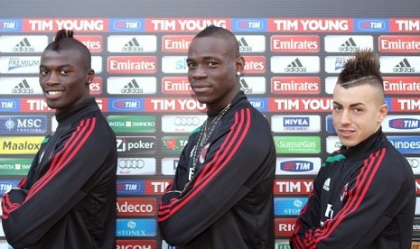 Urut dari kiri ke kanan: M'baye Niang, Mario Balotelli, dan Stephan El Shaarawy.