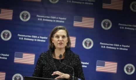 US Assistant Secretary of State Victoria Nuland addresses a news conference at the US embassy in Kiev February 7, 2014.