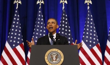 US President Barack Obama speaks about the National Security Agency from the Justice Department in Washington January 17, 2014.