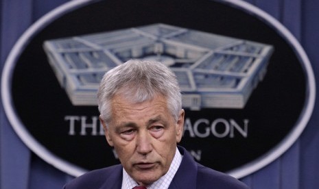 US Secretary of Defense Chuck Hagel speaks at his news conference at the Pentagon in Washington March 15, 2013. Earlier Hagel announced plans to bolster US missile defenses in response to a growing nuclear threat from North Korea, adding 14 interceptors to