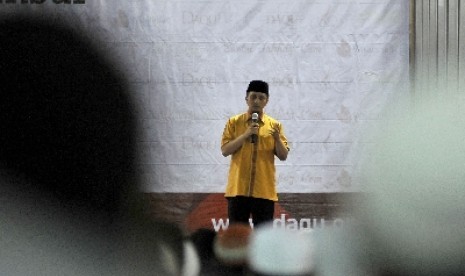 Ustaz Yusuf Mansur saat mengisi acara kajian Islam bulanan di Masjid Istiqlal, Ahad (22/9).