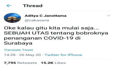 Utas yang dibuat oleh dokter Aditya C Janottama.