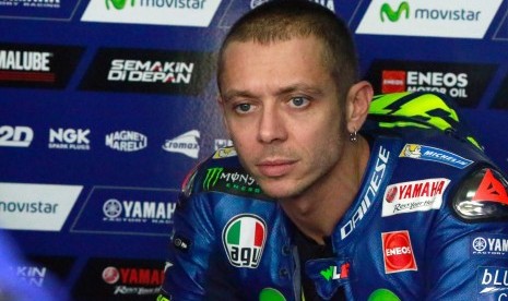 Valentino Rossi pada sesi latihan bebas GP Aragon, Spanyol, Jumat (22/9).