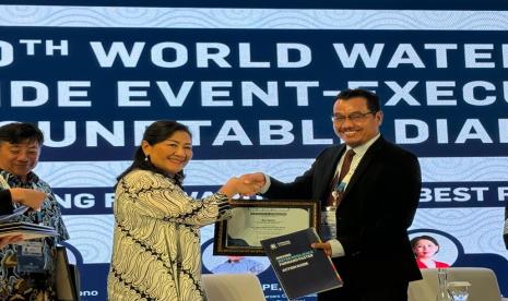 Vice President (VP) Sustainability Strategy Pertamina, Suripno, pada kegiatan 10th Water Forum Side Event-Executive Roundtable Dialogue, dalam rangkaian World Water Forum 2024, di Nusa Dua, Bali, Rabu (22/5/2024). 