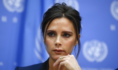 Victoria Beckham di gedung PBB saat ditunjuk sebagai duta anti HIV/AIDS.