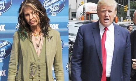 Vokalis Aerosmith Steven Tyler (kiri) dan Donald Trump (kanan)