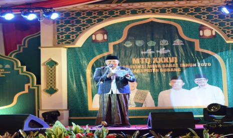 Wagub Jabar Uu Ruzhanul Ulum menutup kegiatan MTQ tingkat Jabar XXXVI di Kabupaten Subang, Kamis (9/9) malam