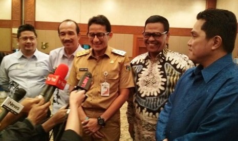 Wakil Gubernur DKI Jakarta Sandiaga Uno saat memberikan keterangan terkait Asian Games 2018.