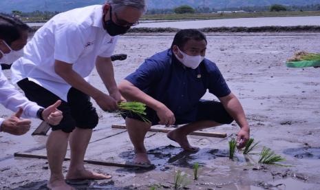 Wakil Ketua DPR RI Rachmat Gobel menghadiri kegiatan kelompok tani dan koperasi petani yang mendapat bantuan dari perbankan di Kabupaten Gorontalo, Rabu (13/10).