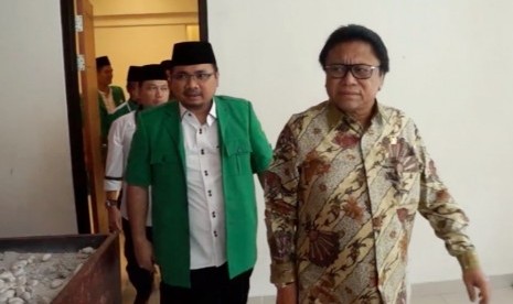 Wakil Ketua Majelis Permusyawaratan Rakyat (MPR RI), Oesman Sapta Odang saat menghadiri Halaqoh Nasional Pertanian GP Ansor di Asrama Haji, Jakarta Timur.