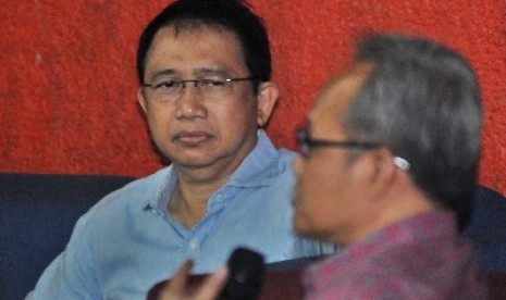 Wakil Ketua Majelis Tinggi Partai Demokrat Marzuki Alie (kiri) dan Ketua DPP Golkar Hajriyanto Y Tohari 