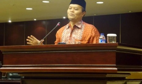 Wakil Ketua MPR Hidayat Nur Wahid saat membuka sosialisasi empat pilar di kompleks DPR, Senin (15/6).