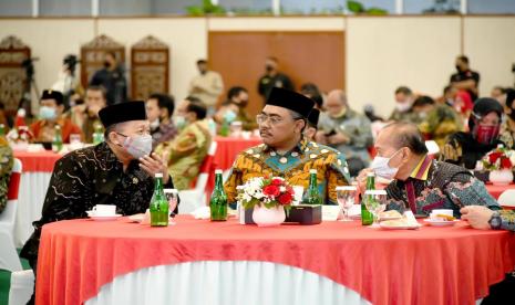 Wakil Ketua MPR Jazilul Fawaid memperingati Hari Konstitusi yang digelar di Gedung Nisantara IV, Komplek Gedung MPR/DPR, Jakarta, Selasa (18/8).