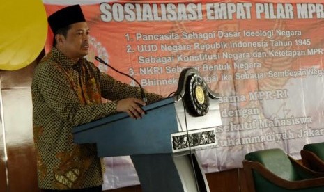 Wakil Ketua MPR Mahyudin memberikan sosialisasi empat pilar, Jumat (26/6).