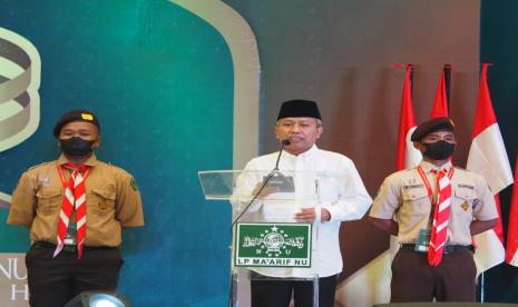 Wakil Ketua Umum Pengurus Besar Nahdlatul Ulama (PBNU) Prof Nizar Ali, saat memberi sambutan pada pembukaan Rapat Kerja Nasional (Rakernas) LP Ma