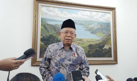 Wakil Presiden Maruf Amin di Kantor Wapres, Jakarta, Rabu (29/1).