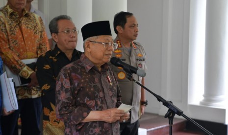 Wakil Presiden Maruf Amin di Rumah Dinas Wapres, Jalan Diponegoro, Jakarta, Senin (17/2).