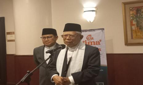 Wakil Presiden Maruf Amin saat menghadiri acara Ijtima Ulama Nusantara di Hotel Millennium di Jakarta, Jumat (13/1/2023).