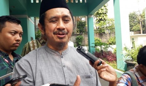 Wakil Sekretaris Jenderal MUI Ustaz Zaitun Rasmin usai menerima kunjungan Taliban di kantor MUI pusat, Selasa (27/7). 