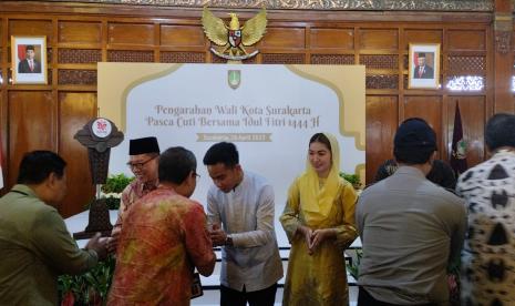  Wali Kita Solo Gibran Rakabuming bersilaturahim dengan ASN Pemkot Solo pasca cuti bersama Lebaran 2023, Rabu (26/4/2023).