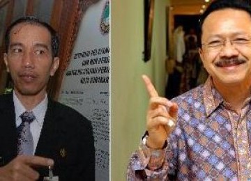 Wali Kota Solo Joko Widodo (kiri) dan Gubernur DKI Jakarta Fauzi Bowo (kanan)