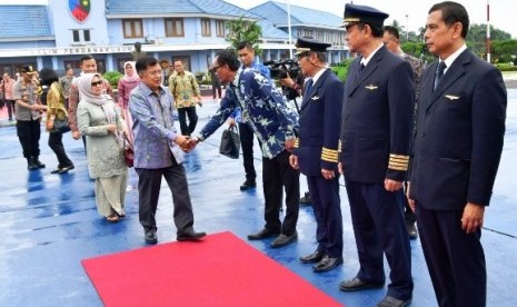 Wapres Jusuf Kalla menuju Makkassar.