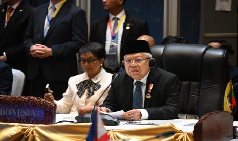 Wapres Maruf Amin saat di KTT ASEAN ke-44 dan ke-45 di Laos, Rabu (9/10/2024).