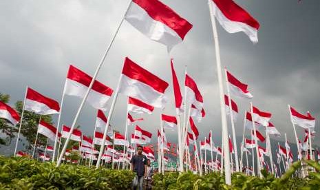 Ilustrasi bendera merah putih . 